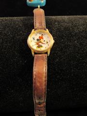 VINTAGE LOT OF WALT DISNEY MICKEY MOUSE WATCHES, EARRIINGS & FIGURE 